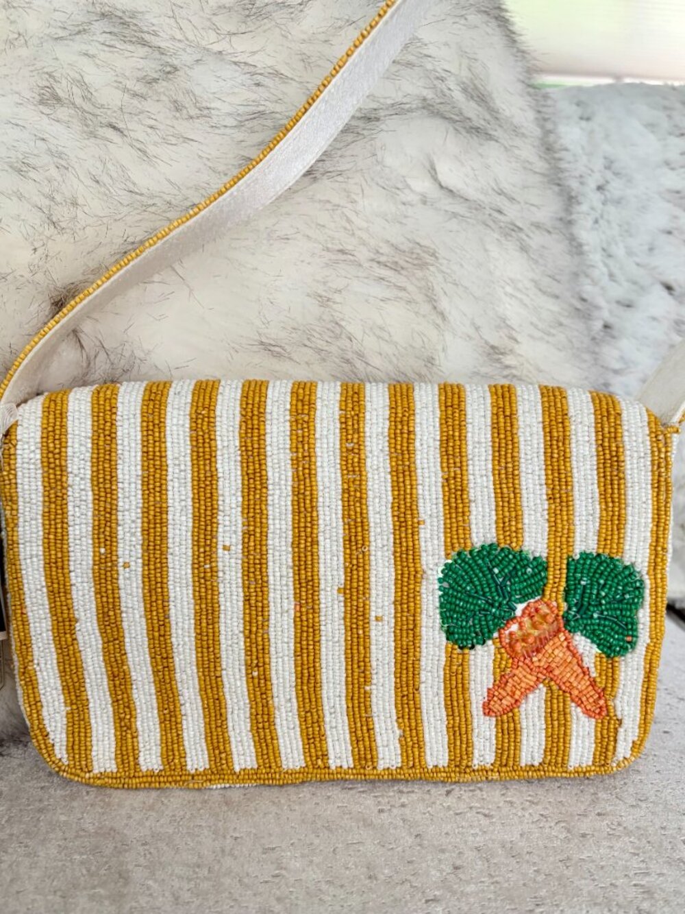 Viral Beaded Carrot Bag Handcrafted in India - Picture 2 of 5